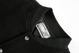 DAXUEN black oversized bomber jacket with faux leather sleeves