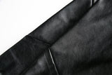DAXUEN black oversized bomber jacket with faux leather sleeves
