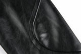 DAXUEN black oversized bomber jacket with faux leather sleeves