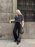 DAXUEN black leopard print wide-leg sweatpants — model photo