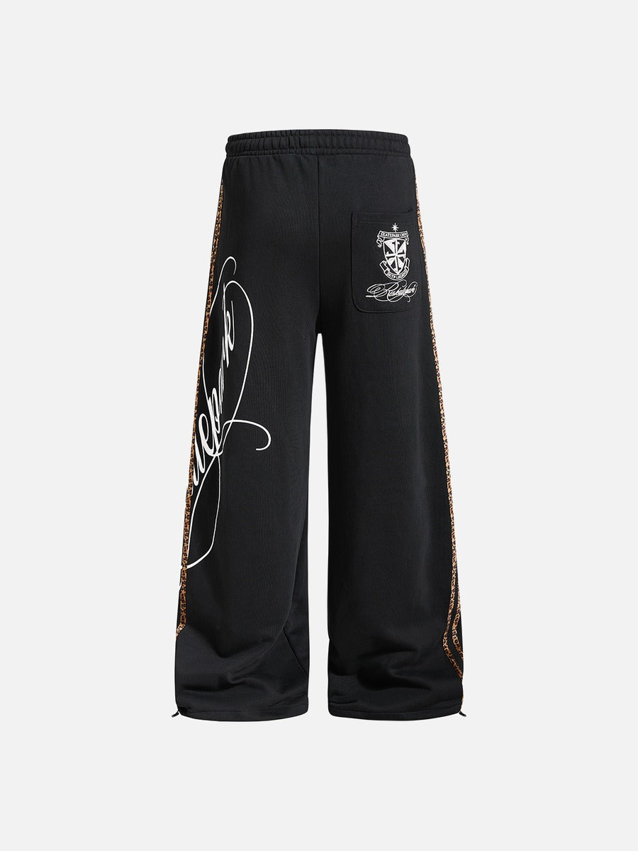 DAXUEN black leopard print wide-leg sweatpants