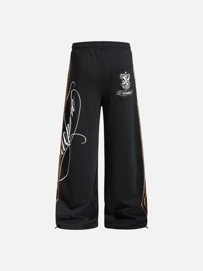 DAXUEN black leopard print wide-leg sweatpants