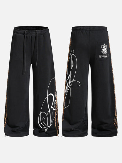 DAXUEN black leopard print wide-leg sweatpants