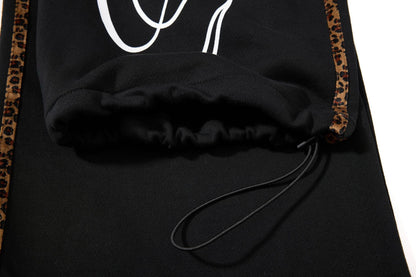 DAXUEN black leopard print wide-leg sweatpants