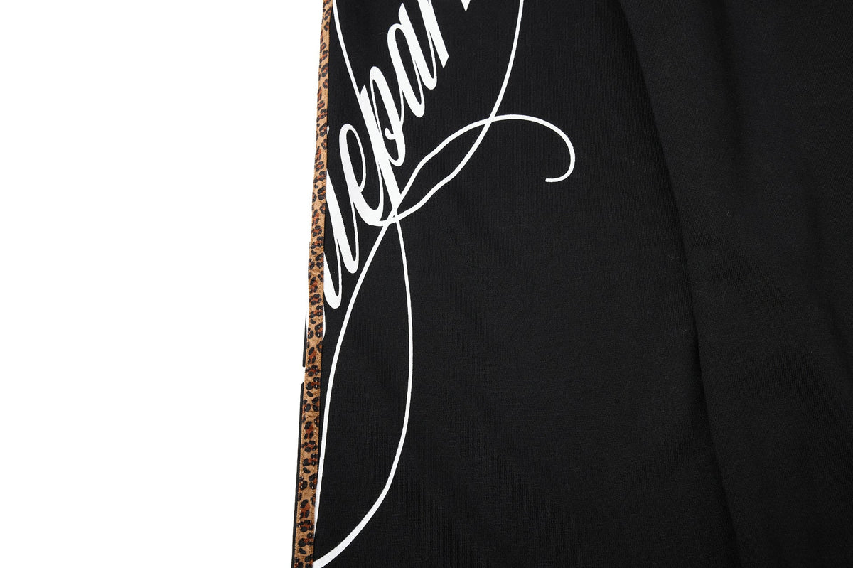 DAXUEN black leopard print wide-leg sweatpants