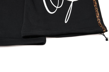 DAXUEN black leopard print wide-leg sweatpants