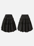 DAXUEN black tiered polka dot mini skirt