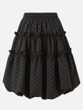 DAXUEN black tiered polka dot mini skirt