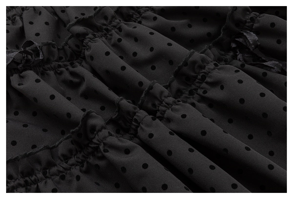 DAXUEN black tiered polka dot mini skirt