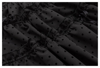 DAXUEN black tiered polka dot mini skirt