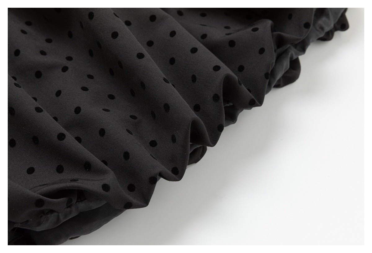 DAXUEN black tiered polka dot mini skirt