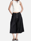 DAXUEN black striped wide-leg capri pants