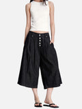 DAXUEN black striped wide-leg capri pants