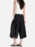 DAXUEN black striped wide-leg capri pants