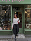 DAXUEN black wide-leg striped capri pants — model photo