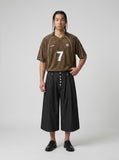 DAXUEN black wide-leg striped capri pants — model photo