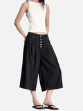 DAXUEN black striped wide-leg capri pants