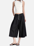 DAXUEN black striped wide-leg capri pants