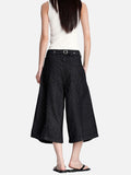 DAXUEN black striped wide-leg capri pants