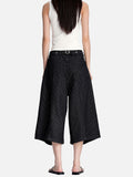 DAXUEN black striped wide-leg capri pants