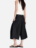 DAXUEN black striped wide-leg capri pants