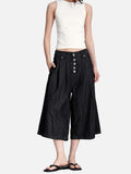 DAXUEN black striped wide-leg capri pants