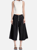 DAXUEN black striped wide-leg capri pants