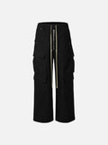 DAXUEN black wide-leg cargo pants with drawstring