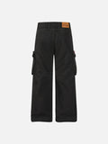 DAXUEN black wide-leg cargo pants with embroidered flag patch