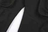 DAXUEN black wide-leg cargo pants with embroidered flag patch