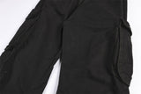 DAXUEN black wide-leg cargo pants with embroidered flag patch