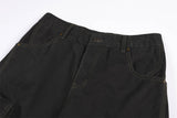 DAXUEN black wide-leg cargo pants with embroidered flag patch