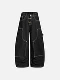 DAXUEN black wide-leg denim jeans with unique closure