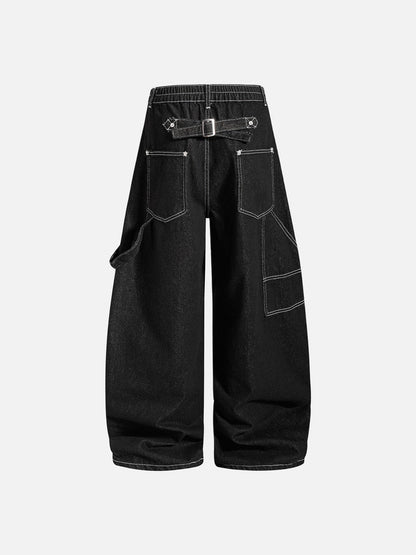 DAXUEN black wide-leg denim jeans with unique closure