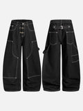 DAXUEN black wide-leg denim jeans with unique closure