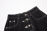 DAXUEN black wide-leg denim jeans with unique closure