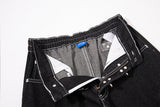 DAXUEN black wide-leg denim jeans with unique closure