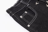 DAXUEN black wide-leg denim jeans with unique closure