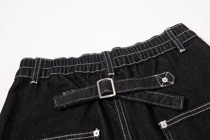 DAXUEN black wide-leg denim jeans with unique closure