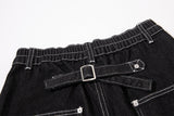 DAXUEN black wide-leg denim jeans with unique closure