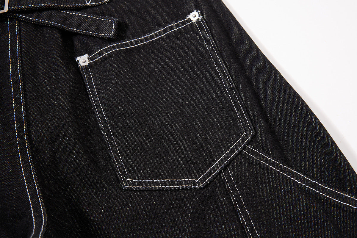 DAXUEN black wide-leg denim jeans with unique closure