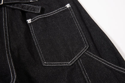 DAXUEN black wide-leg denim jeans with unique closure
