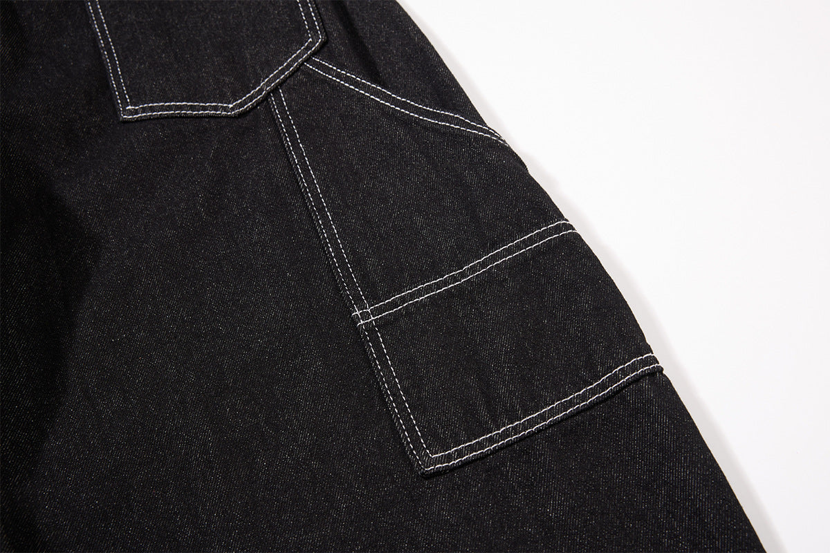 DAXUEN black wide-leg denim jeans with unique closure