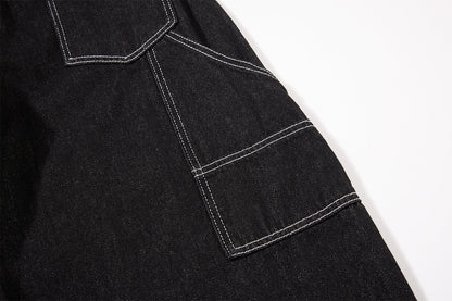 DAXUEN black wide-leg denim jeans with unique closure