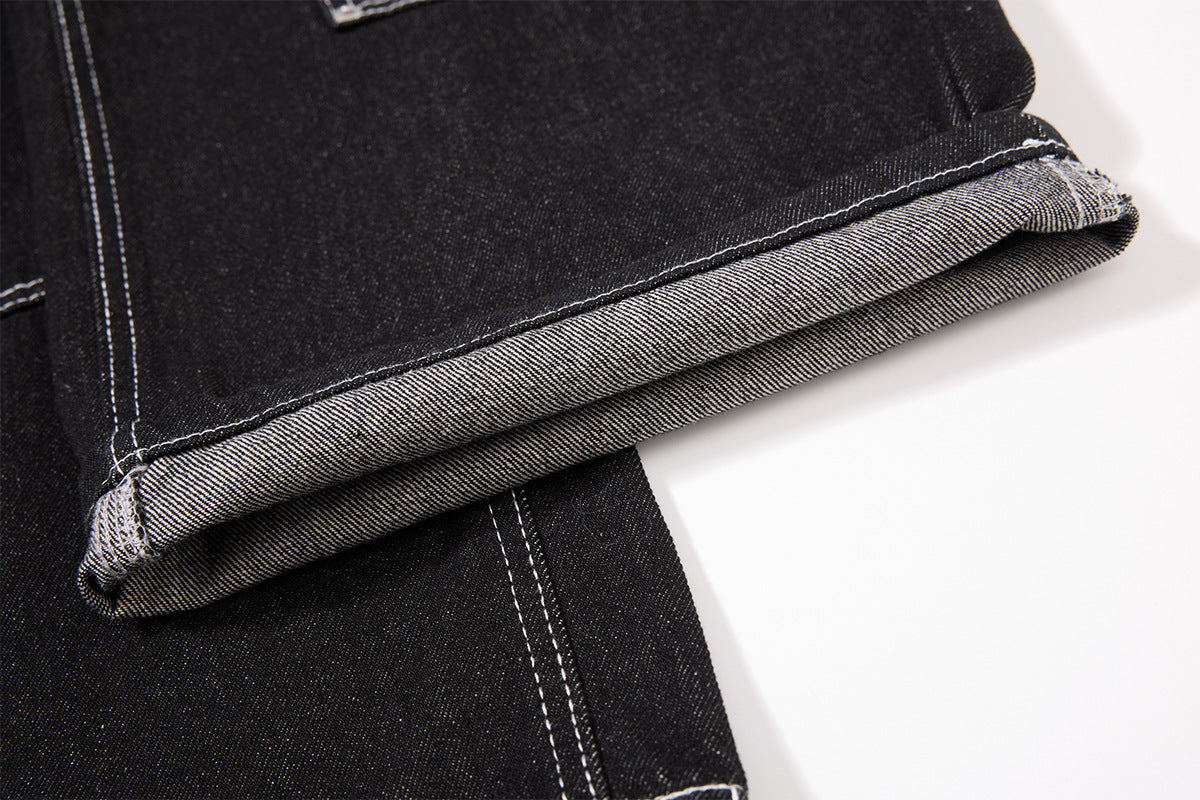 DAXUEN black wide-leg denim jeans with unique closure