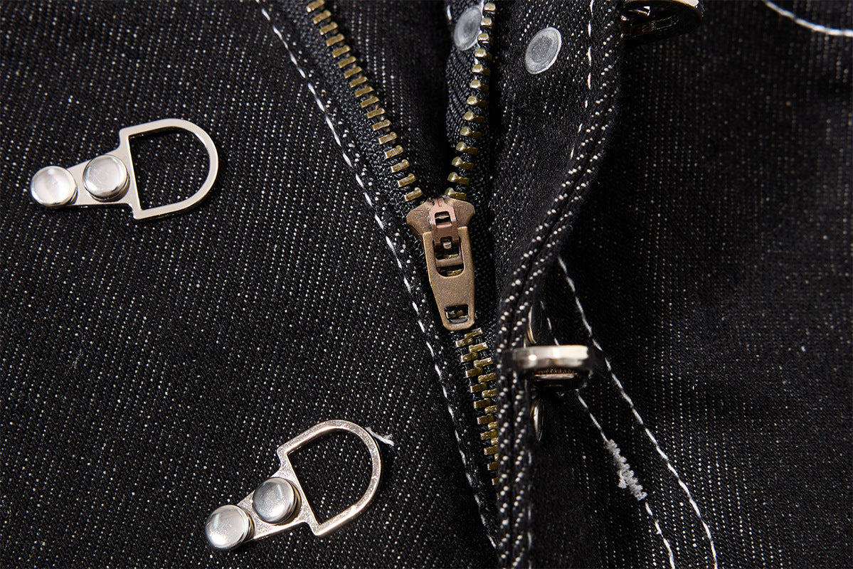 DAXUEN black wide-leg denim jeans with unique closure