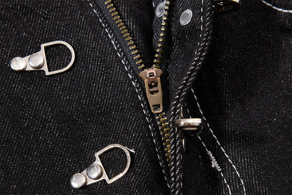DAXUEN black wide-leg denim jeans with unique closure