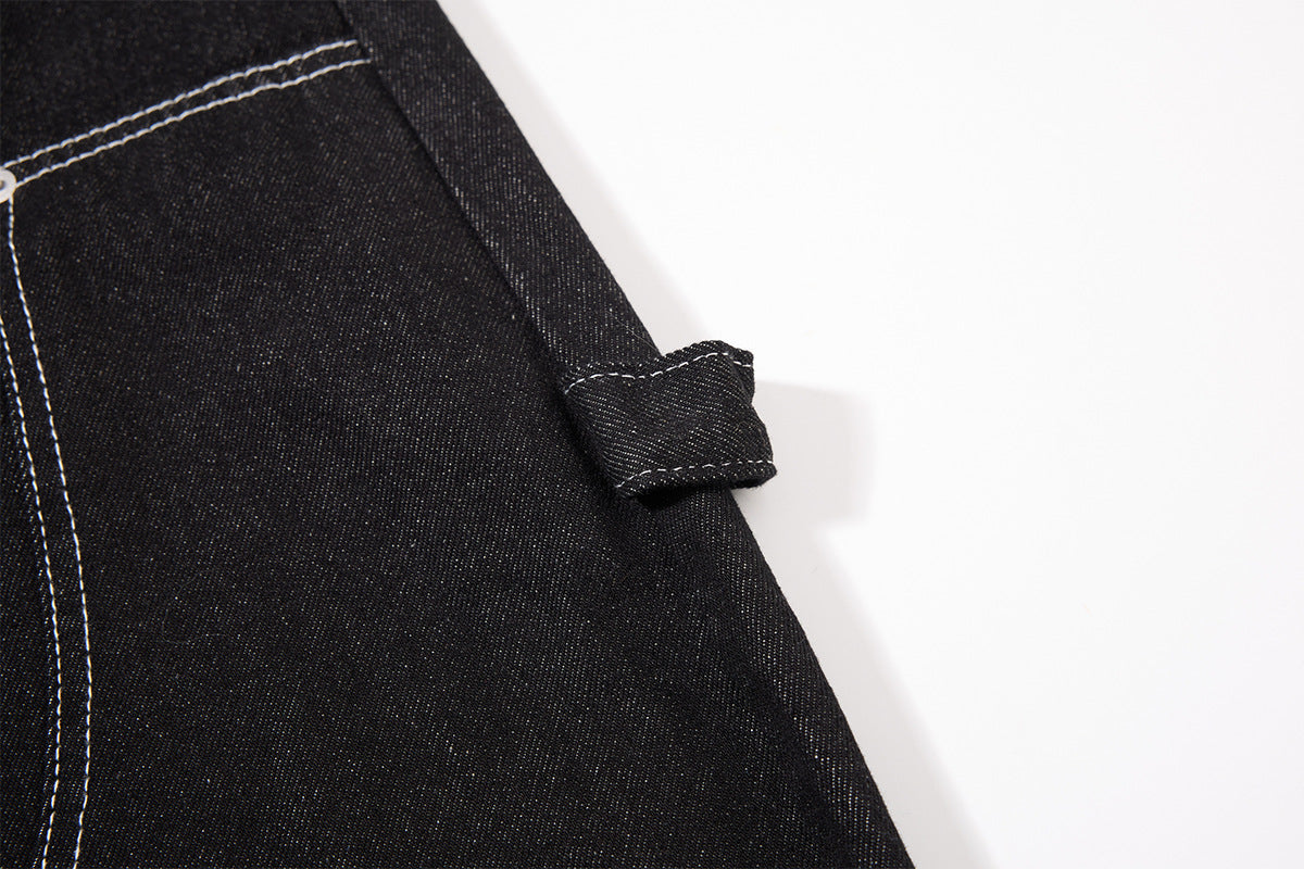 DAXUEN black wide-leg denim jeans with unique closure
