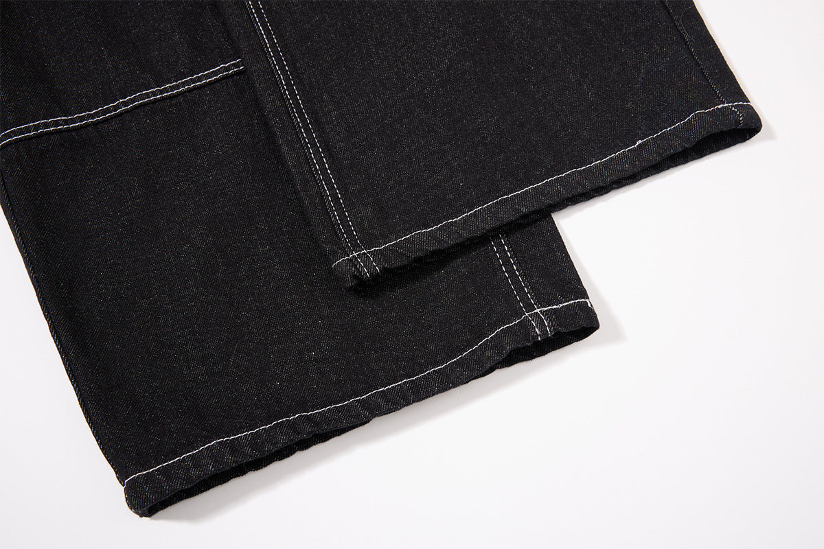 DAXUEN black wide-leg denim jeans with unique closure