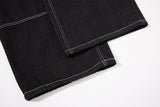 DAXUEN black wide-leg denim jeans with unique closure
